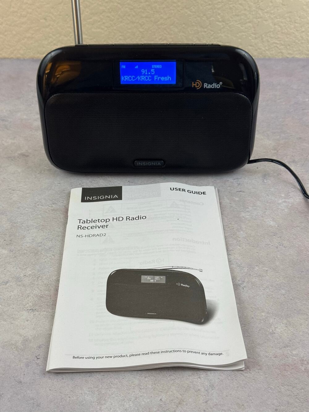 Insignia NS-HDRAD2 HD Radio FM Headphone Jack Aux Input W/ Power Adapter/ Manual